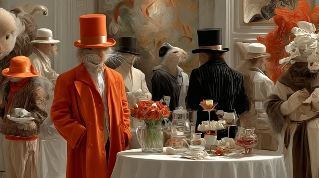 Surreal Hat Inspectors Conference Whimsical Action