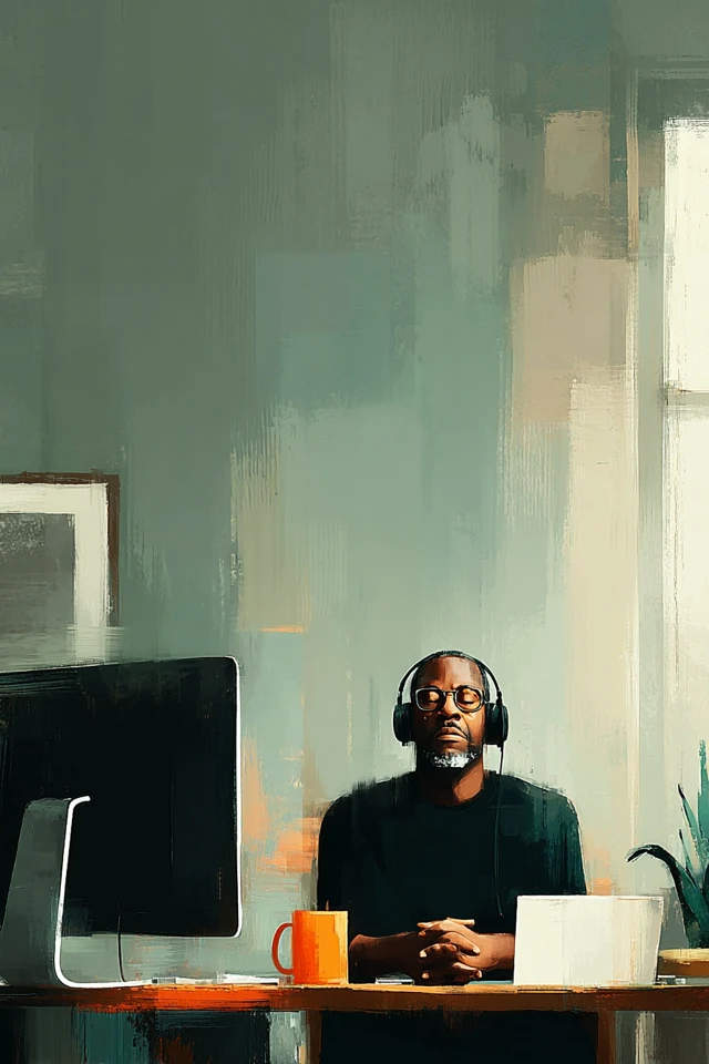 Peaceful Work At Home Illustration