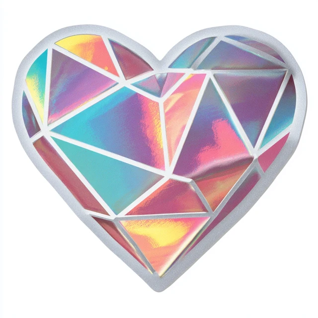 Holographic Crystal Heart Sticker Vaporwave