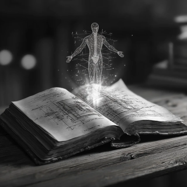 Bible and Blueprint Human Figure Divine Design