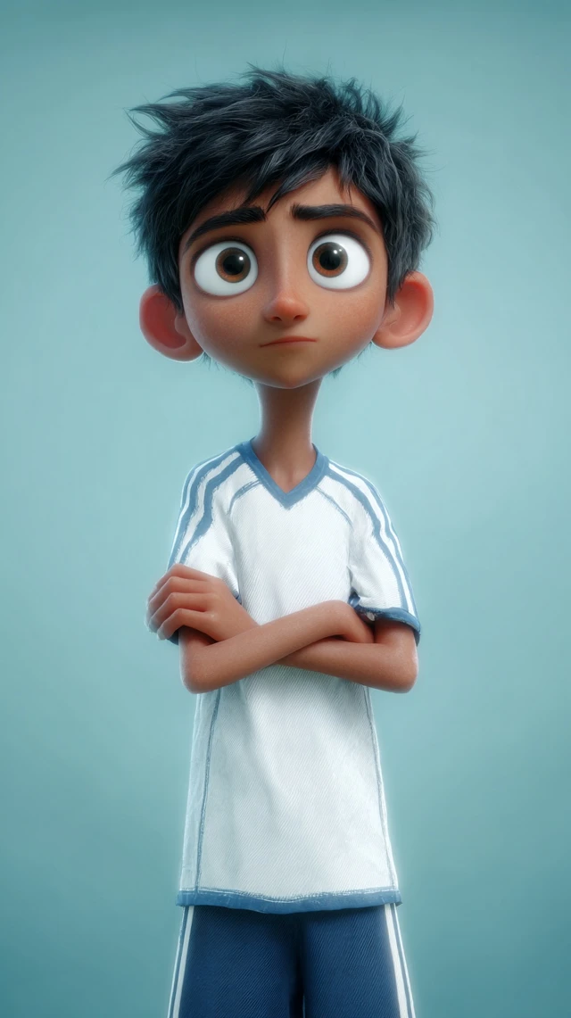 Pixar Style Indian Boy in School Uniform