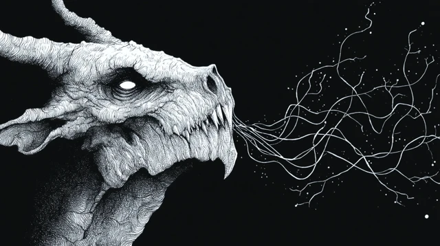 Prodigious Dragon and Girl Illustration