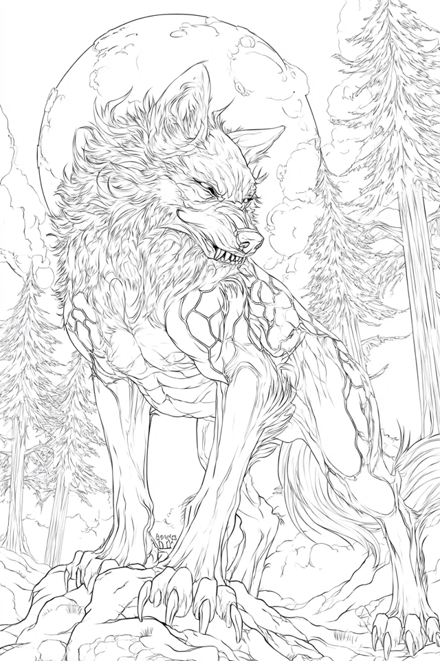 Alpha Wolf Shifter Coloring Page