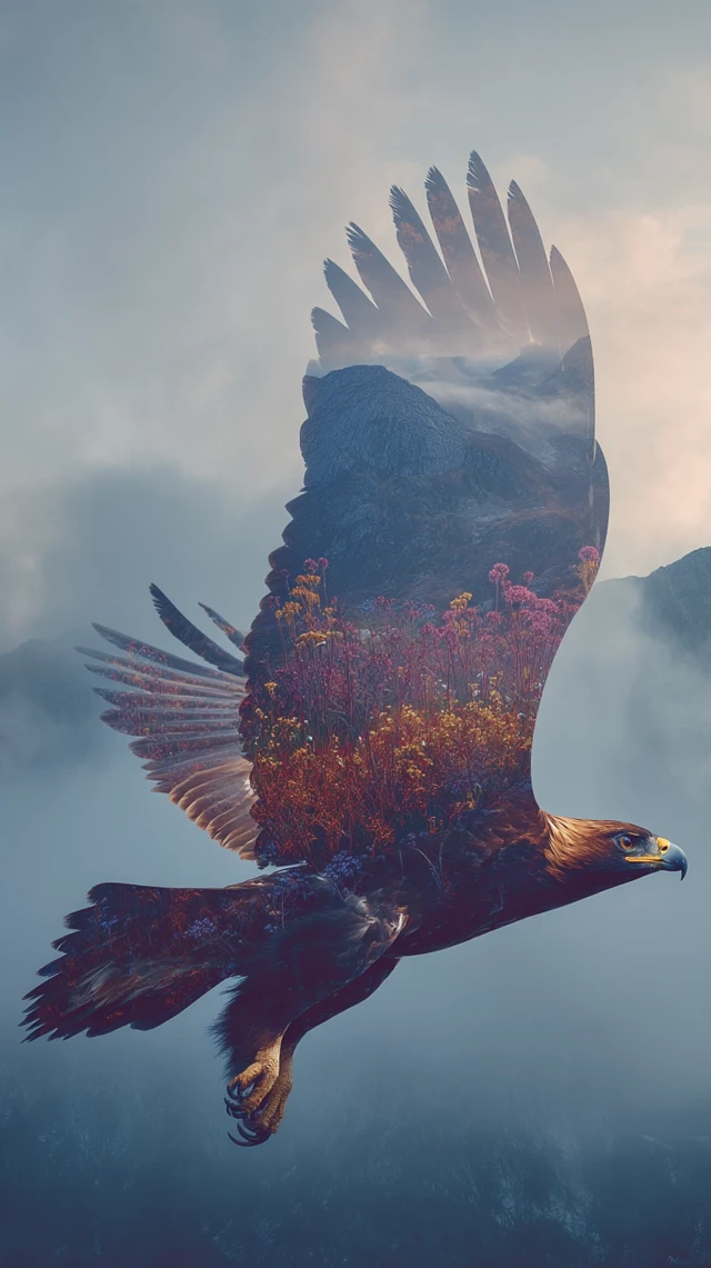 Majestic Eagle Double Exposure Art