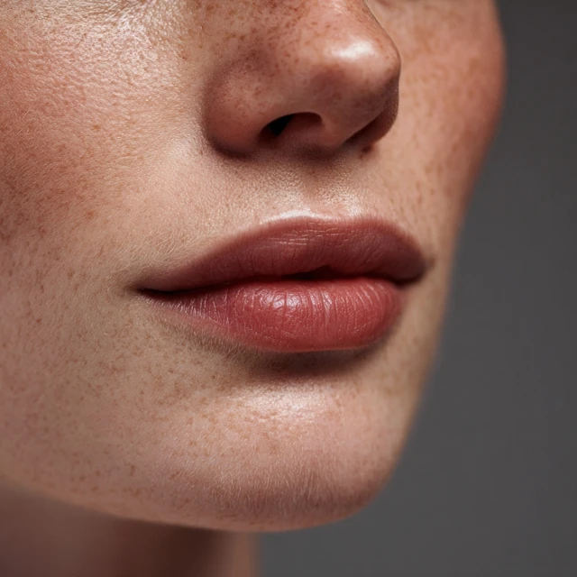 Close Up Lips and Face of Woman Realistic Detail