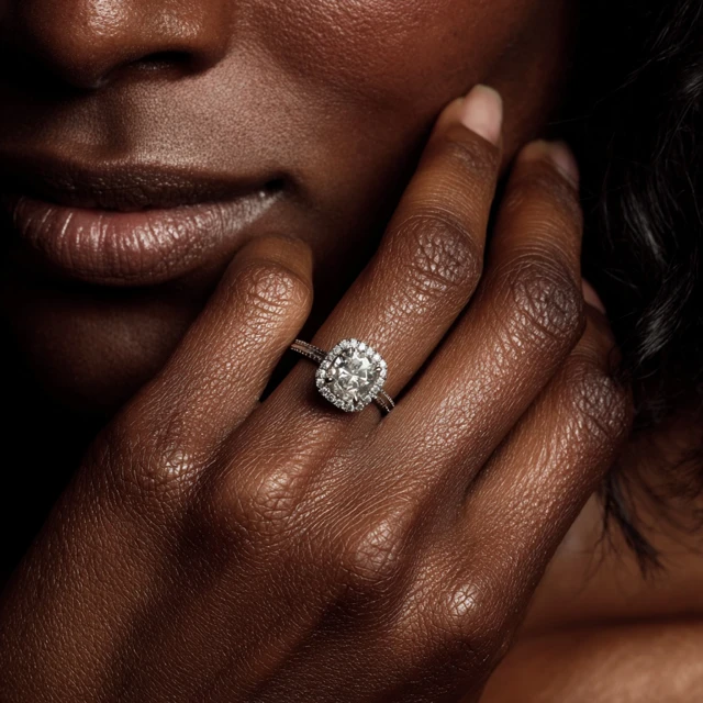 Diamond Ring Black Hand Engagement Portrait