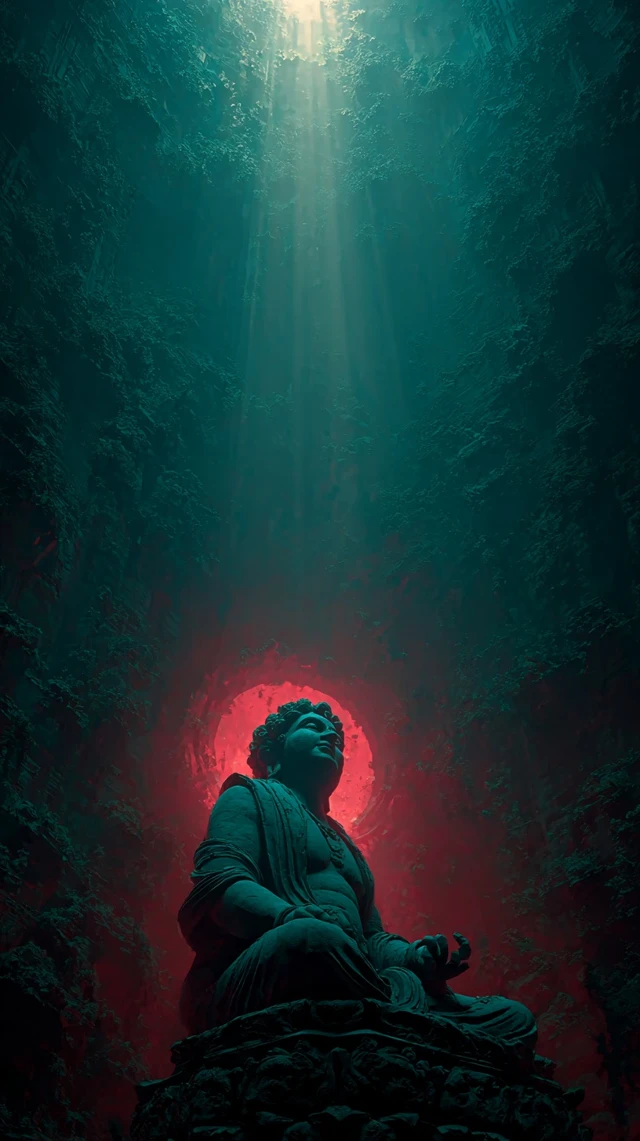 Deity Statue in a Dark and Mysterious Setting