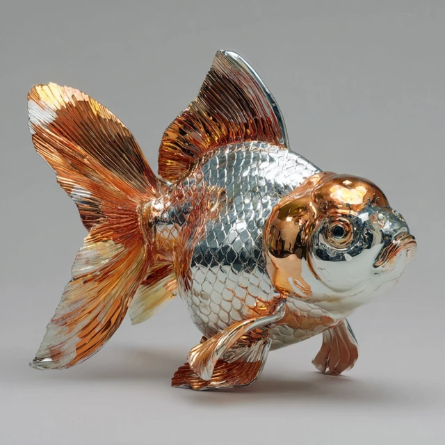 Chrome Goldfish Realistic Sculpture