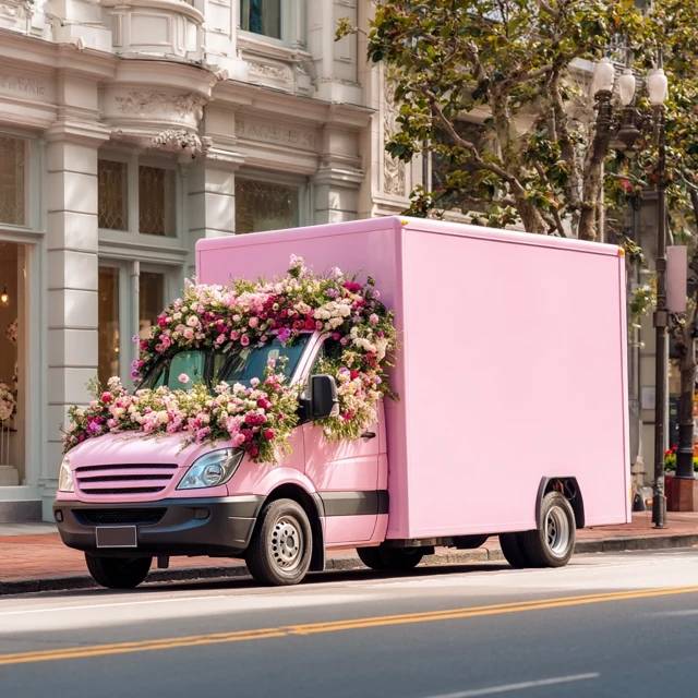 Pink Flower Truck Graduation Season Romance