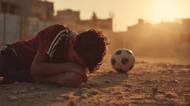 Iraqi Boy Injured Football Emotional Scene