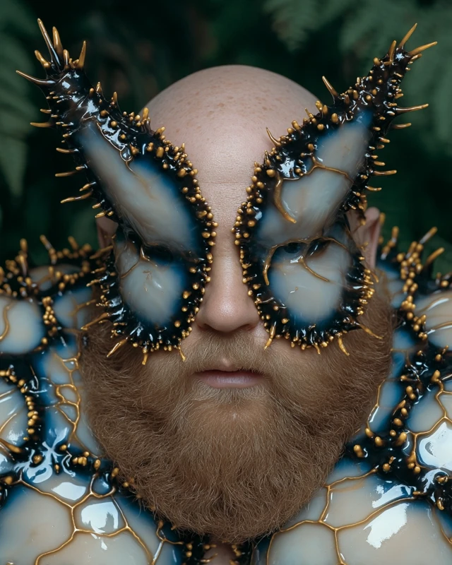 Abstract Photo of a Man with a Slug Mask