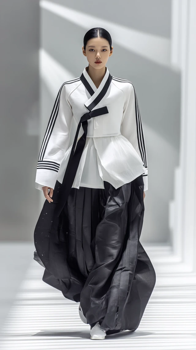 Adidas Fusion Hanbok Korean Woman Photorealistic