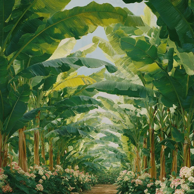 Realistic Banana Plantation Scene Lush Greenery