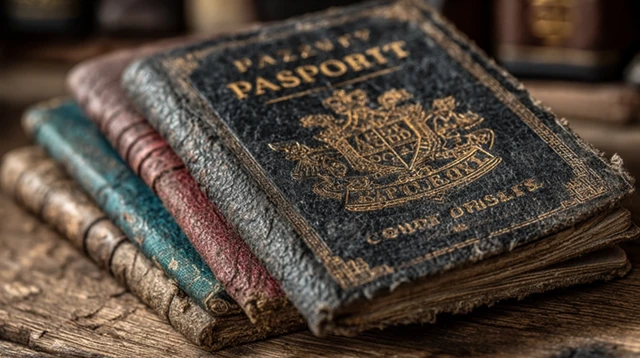 Vintage Passports US Travel Documents Close Up