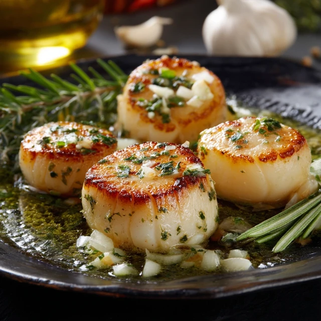 Delicious Cooked Scallops Ready To Serve