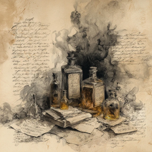 Vintage Apothecary Bottles Steampunk Illustration