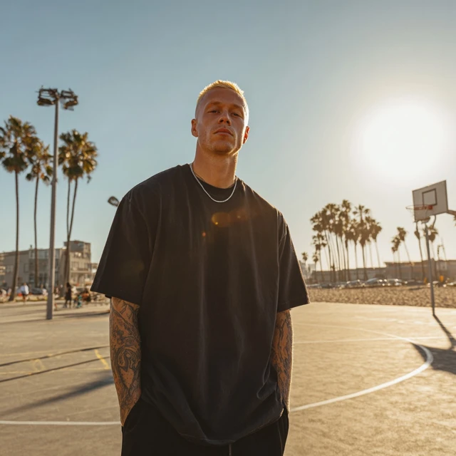 NBA Star on California Beach Basketball Court