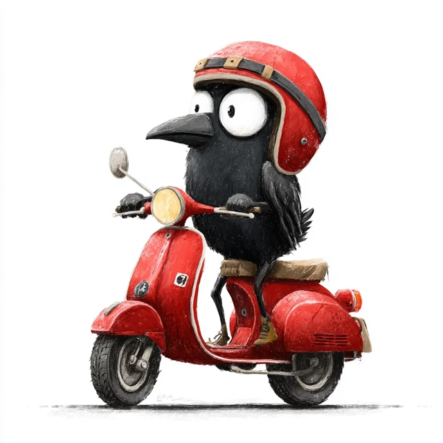 Cartoon Bird on Motorcycle Cool Animal Ride