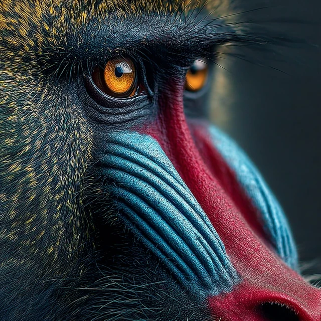 Mandrill Closeup Colorful Photorealistic Image