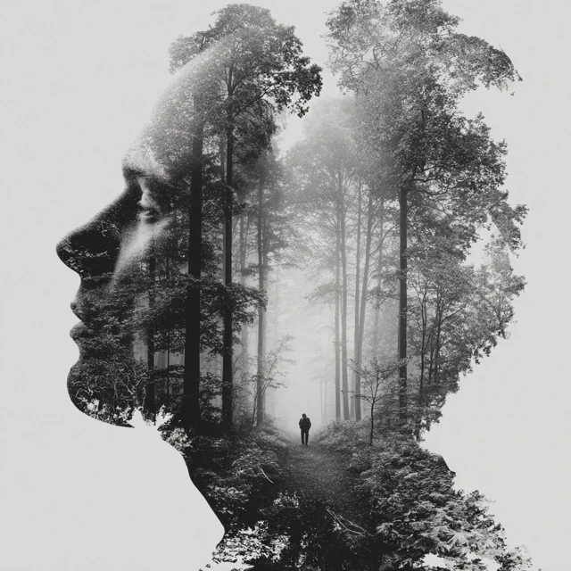 Human Mind and Nature Silhouette Art