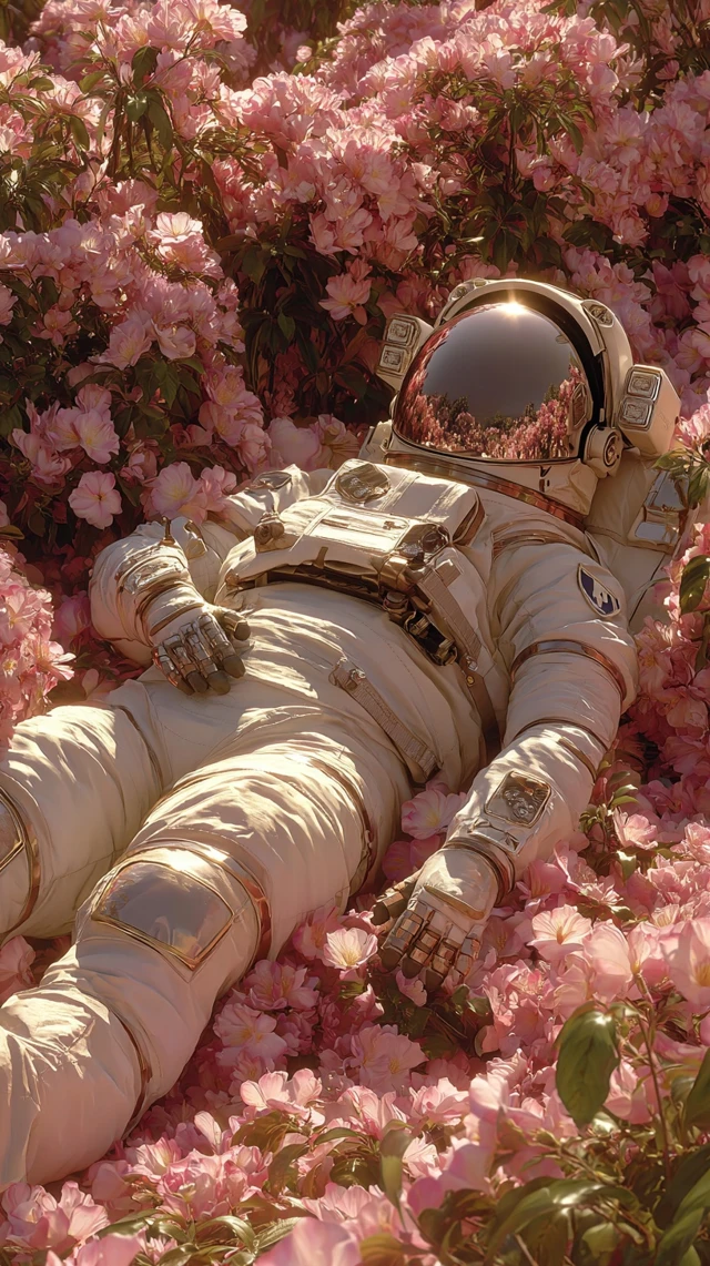 Astronaut in Roses Dreamlike Surreal Photography