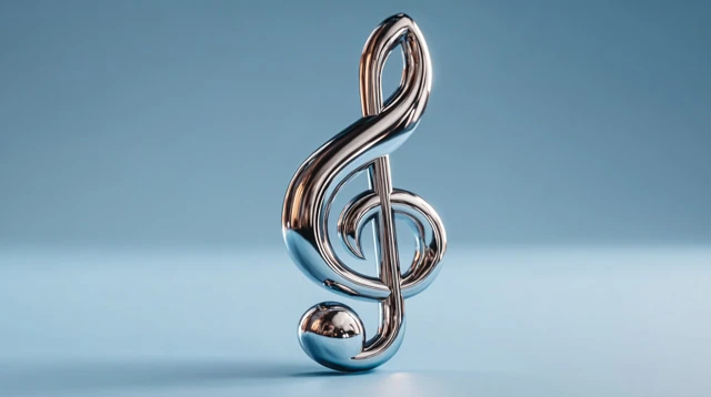 3D Musical Note Silver Metallic Finish Music Symbol