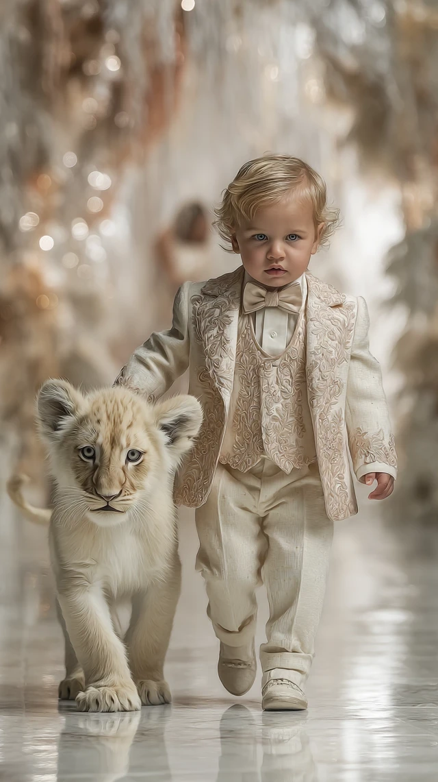 Baby Leo and White Lion Cub on Runway