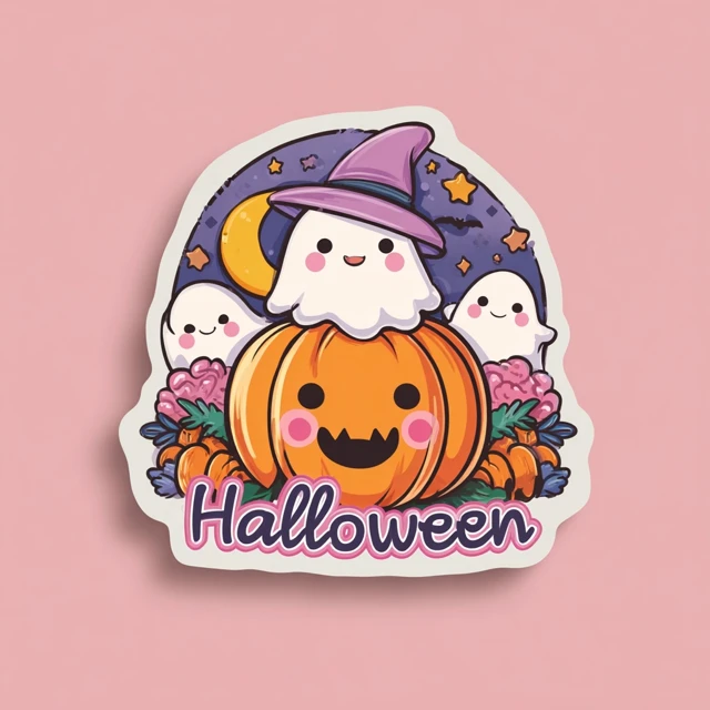 Cute Halloween Sticker Pumpkin Ghost