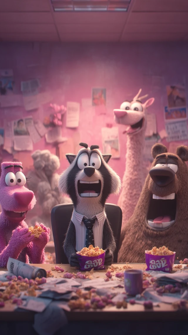 Funny Animal Office Chaos 3D Illustration
