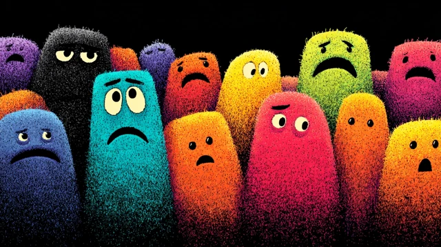 Sad Blob Characters Cartoon Illustration
