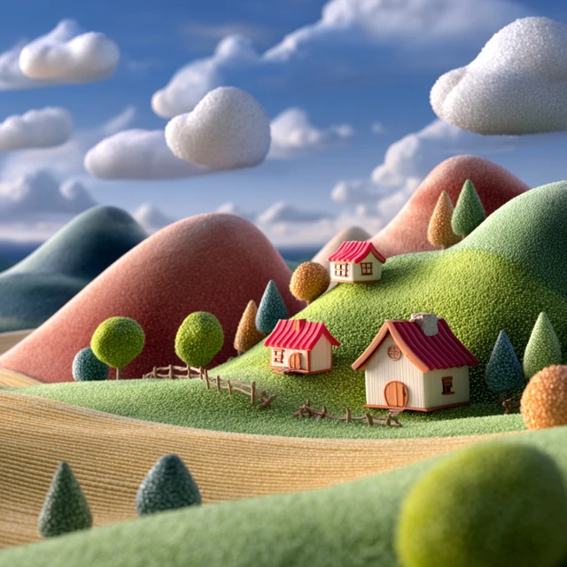 C4D Farm Scene Childrens Book Illustration