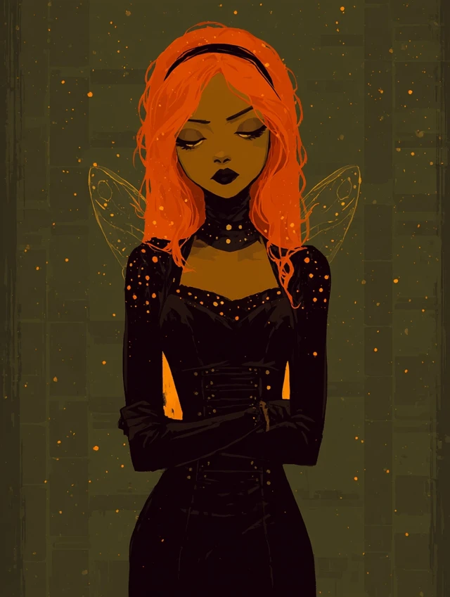 Grunge Vampire Bride with Orange Hair