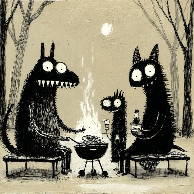 Monsters Having a BBQ Picnic