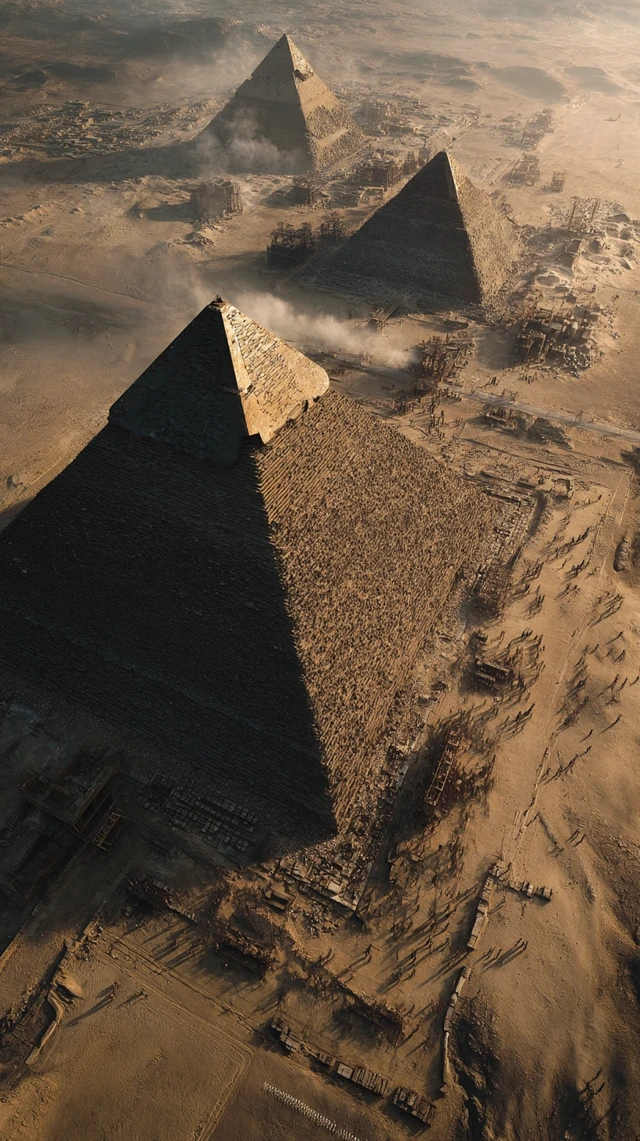 Ancient Egyptian Pyramid Construction Aerial View
