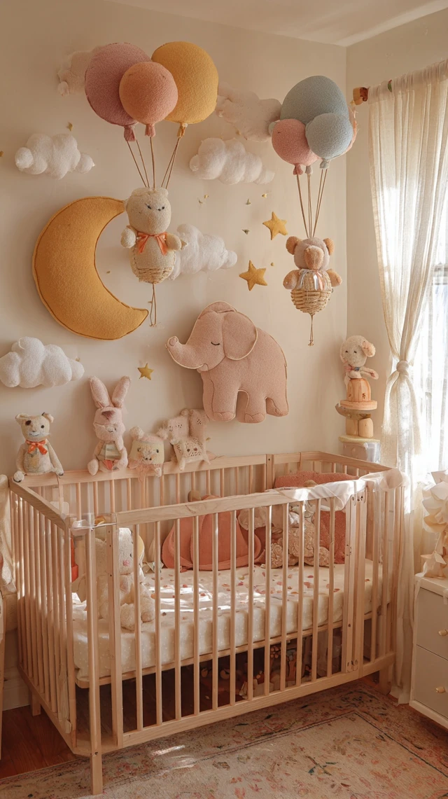 Dreamy Nursery Decor with Balloons and Animals