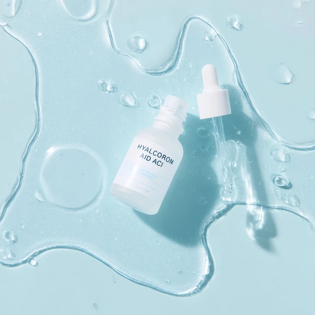 Hyaluronic Acid Serum Dropper Bottle Flat Lay
