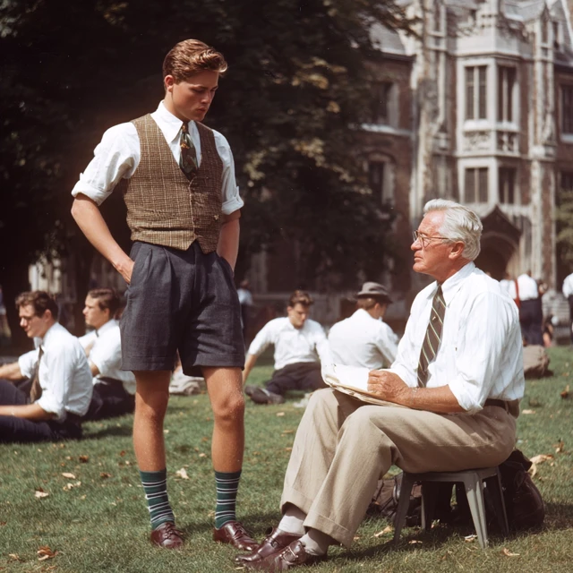 Preppy Student Confronted by Professor School Scene