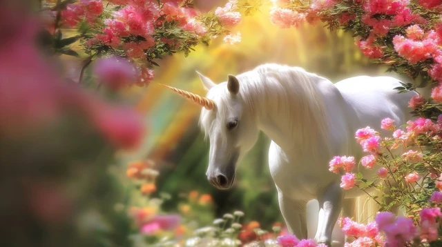 Unicorn in a Magical Forest Photorealistic HD