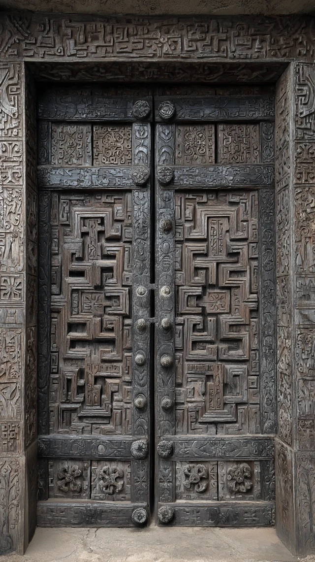 Intricately Carved Wooden Door Design