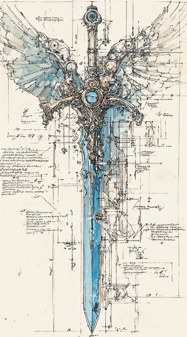 Futuristic Winged Sword Design in Schematics