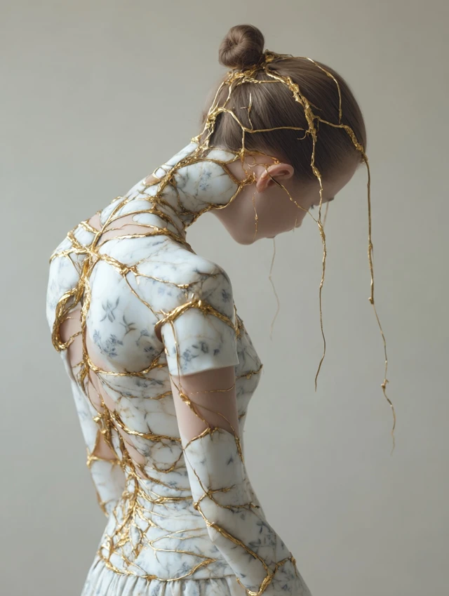 Female Kintsugi Statue Art Portrait