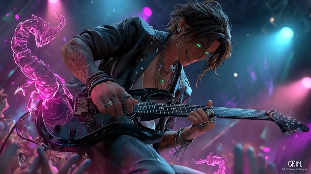 Rock Star Playing Guitar on Stage
