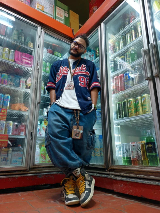 Man in Convenience Store Fashion Shot