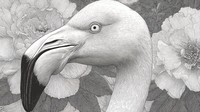 Flamingo Coloring Book Detailed Floral Illustration