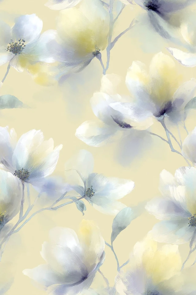 Elegant Dogwood Flower Seamless Pattern Art Nouveau