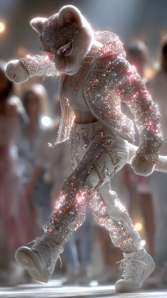 KPop Cat Idol Dancing On Stage 8K Photo