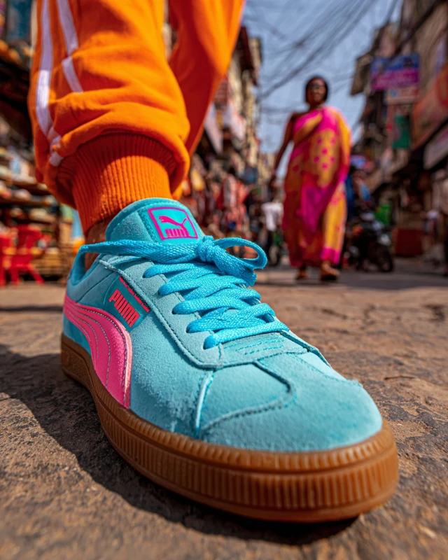 Vibrant Puma Sneaker in Indian Street Market