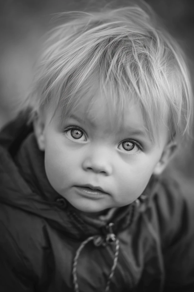 Swedish Baby Boy Black and White Portrait