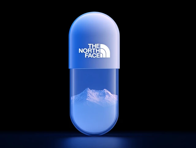 North Face Logo and Mount Everest Pill Hyperrealistic