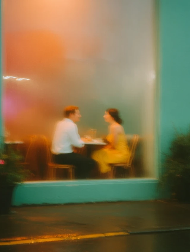Romantic Cafe Scene Rainy Evening Jazz Music